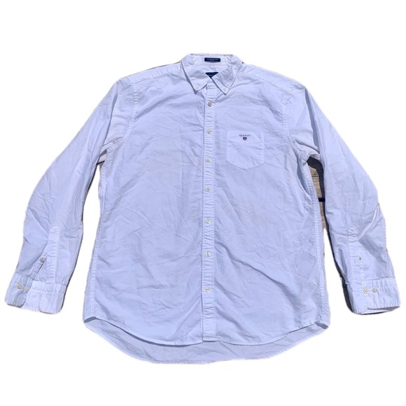💚 GANT White Oxford Button-Up Shirt Men’s XL Regular Fit - Picture 1 of 8